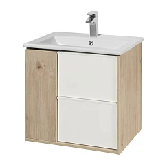 Тумба с раковиной Aquaton Бостон 60 белый глянец/дуб эврика 2