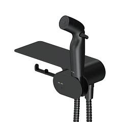 Гигиенический душ со смесителем AM.PM Like F0202622 с прогрессивным картриджем с полочкой скрытый монтаж черный матовый