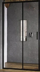 Душевая стенка с дверью Ravak Blix Slim BLSRV2K-90 90*195 профиль черный, стекло Transparent