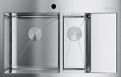 Кухонная мойка Omoikiri Akisame 78*51 матовый хром L полуторная с крылом