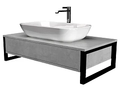 Тумба с раковиной 1Marka Grunge Loft 100П 1в.я бетон светлый  (с отверстиями) (раковина Ringo 53*34 Cut)