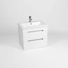 Тумба с раковиной Viant Марсель 60 белый глянец, подвесная 2 ящика VMAR60CO-T2YP (раковина Como 60)
