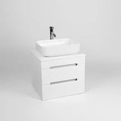 Тумба с раковиной Viant Марсель 66 белый глянец 2 ящика со столешницей L66 VMAR66N-T2YP (раковина Moduo 50 Square)