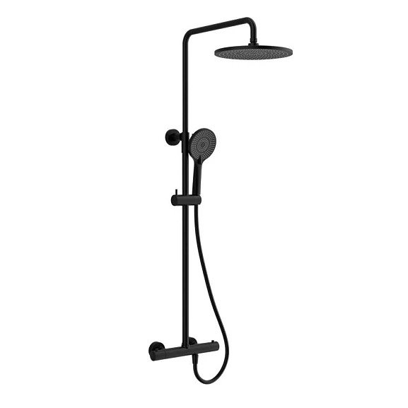 Душевая стойка Vincea Esse VSFS-1E0TMB с термостатом черный матовый