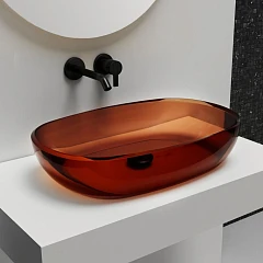 Накладная раковина прозрачная ABBER Kristall AT2805Opal 60*40 коричневая