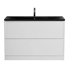 Тумба с раковиной BelBagno Albano 120 Bianco Lucido напольная (с черной раковиной)