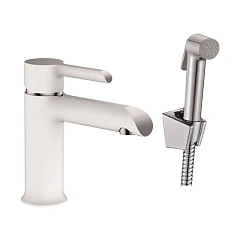 Смеситель Haiba HB12805-8 для раковины с гигиеническим душем белый/хром