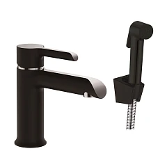 Смеситель Haiba HB12805-7 для раковины с гигиеническим душем черный/хром