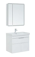 Комплект мебели Aquanet Ирис New 70 белый глянец подвесная (1 ящик, 2 дверцы, ручки дополнительно на выбор)