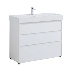 Тумба под раковину Aquanet Nova Lite 100 (Slim Synergy) белый глянец (3 ящика)