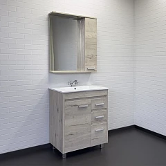 Комплект мебели Comforty Марио 75 дуб дымчатый (раковина Quadro 75)