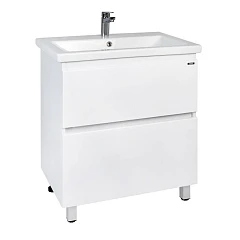 Тумба с раковиной Viant Мальта 60 белый глянец напольная, 2 ящика VMAL60COBEL-T2Y (раковина Como 60)