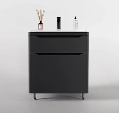 Тумба под раковину Style Line Марелла Люкс 70 напольная серая матовая