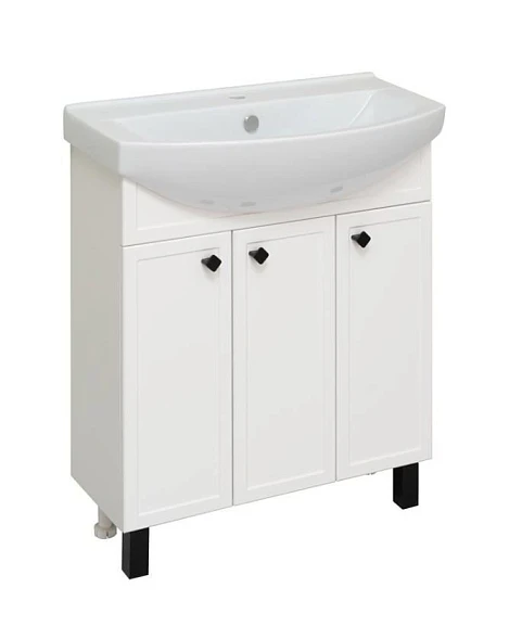 Тумба с раковиной Runo Римини 75 белая матовая