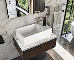 Накладная раковина Ceruttispa CR7098D 48*24*14 белая, прямоугольная, с ответстием под смеситель