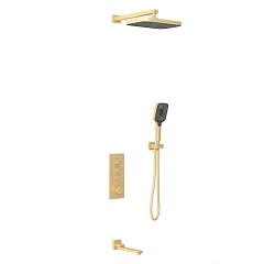 Душевой комплект Vincea VSFW-433T1BG с термостатом и изливом скрытый монтаж брашированное золото