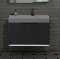 Тумба с раковиной Ceruttispa Maiella 70 темно-серая с двойной раковиной и подсветкой