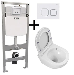 Комплект Iddis 3в1: унитаз, инсталляция, клавиша смыва Profix+Sfera tor клавиша белая матовая/глянцевый хром