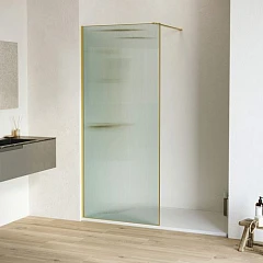 Душевая перегородка RGW Walk-in WA-08-G 90*195 стекло рифленое профиль брашированное золото без поддона