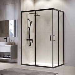 Душевой уголок RGW Passage PA-246-B 100*90*195 профиль черный матовый без поддона