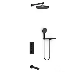Душевой комплект Vincea Inspire VSFW-433TI5RMB с термостатом и изливом скрытый монтаж черный матовый