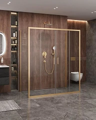 Душевой уголок Cezares Molveno MOLVENO-AH-2/2-170/90-C-BORO-IV 170*90*195 профиль брашированное золото без поддона