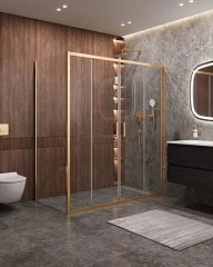 Душевой уголок Cezares Molveno MOLVENO-AH-2/1-170/90-C-BORO-IV 170*90*195 профиль брашированное золото без поддона
