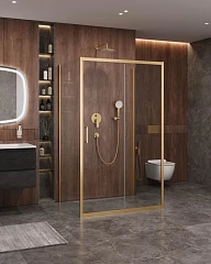 Душевой уголок Cezares Molveno MOLVENO-AH-12-140/90-C-BORO-IV 140*90*195 профиль брашированное золото без поддона