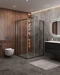 Душевой уголок Cezares Molveno MOLVENO-AH-22-130/120-C-GM-IV 130*120*195 профиль оружейная сталь без поддона