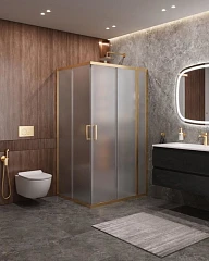 Душевой уголок Cezares Molveno MOLVENO-AH-21-90+20-P-BORO 110*90*195 профиль брашированное золото стекло рифленое без поддона