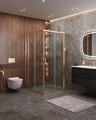 Душевой уголок Cezares Molveno MOLVENO-AH-22-120/110-C-BORO-IV 120*110*195 профиль брашированное золото без поддона