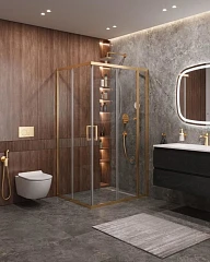 Душевой уголок Cezares Molveno MOLVENO-AH-21-90+20-C-BORO-IV 110*90*195 профиль брашированное золото без поддона