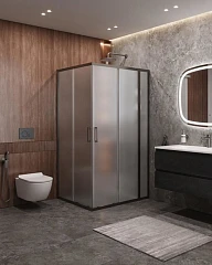 Душевой уголок Cezares Molveno MOLVENO-AH-21-90+20-P-GM 110*90*195 профиль оружейная сталь стекло рифленое без поддона