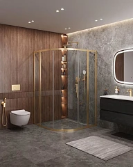 Душевой уголок Cezares Molveno MOLVENO-R-11-90+30-C-BORO-IV 120*120*195 профиль брашированное золото без поддона