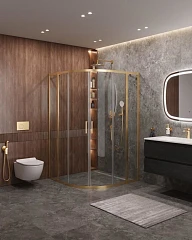 Душевой уголок Cezares Molveno MOLVENO-R-22-90+30-C-BORO-IV 120*120*195 профиль брашированное золото без поддона