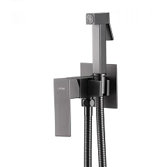 Смеситель с гигиеническим душем ABBER Daheim AF8226NG скрытый монтаж вороненая сталь