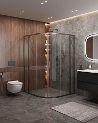 Душевой уголок Cezares Molveno MOLVENO-RH-22-120/110-C-GM-IV 120*110*195 профиль оружейная сталь без поддона