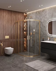 Душевой уголок Cezares Molveno MOLVENO-RH-2-110/90-C-BORO-IV 110*90*195 профиль брашированное золото без поддона