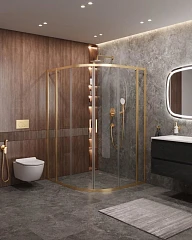 Душевой уголок Cezares Molveno MOLVENO-RH-22-130/120-C-BORO-IV 130*120*195 профиль брашированное золото без поддона