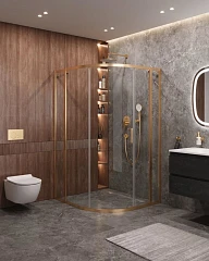 Душевой уголок Cezares Molveno MOLVENO-RH-11-120/110-C-BORO-IV 120*110*195 профиль брашированное золото без поддона