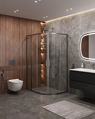 Душевой уголок Cezares Molveno MOLVENO-RH-2-120/90-C-GM-IV 120*90*195 профиль оружейная сталь без поддона