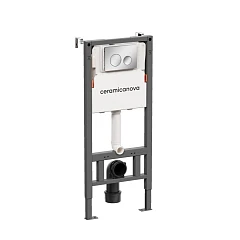 Система инсталляции для унитазов Ceramicanova Balance с кнопкой смыва Circle, хром глянцевый, с креплениями