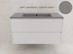 Тумба с раковиной Style Line Лима 100 подвесная белая матовая (раковина Line 100*48 серый шелк)