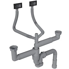 Сифон для двучашевой кухонной мойки Санприз Nemi SZ9002PT без выпуска