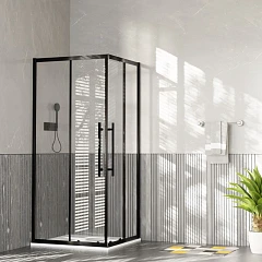 Душевой уголок Esbano Flex ESF-90D1+110D2-B 110*90*195 профиль черный матовый L/R без поддона