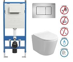 Комплект инсталляции Grossman с унитазом Tornado и кнопкой сатин