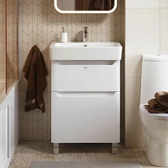 Тумба с раковиной Alavann Lana 60 белый глянец (раковина Нео 60)