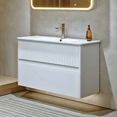 Тумба под раковину Alavann Wave 105 белый глянец