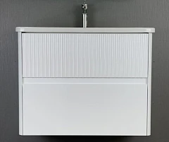 Тумба с раковиной Alavann Wave 80 белый глянец