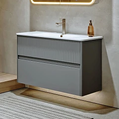 Тумба с раковиной Alavann Wave 105 голубой деним